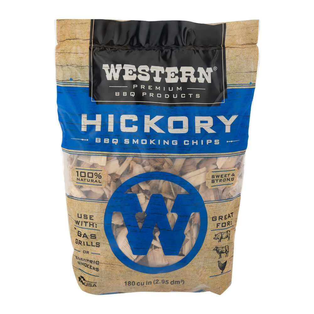 image of Premium BBQ Products Hickory BBQ Smoking Chips, 180 cu in