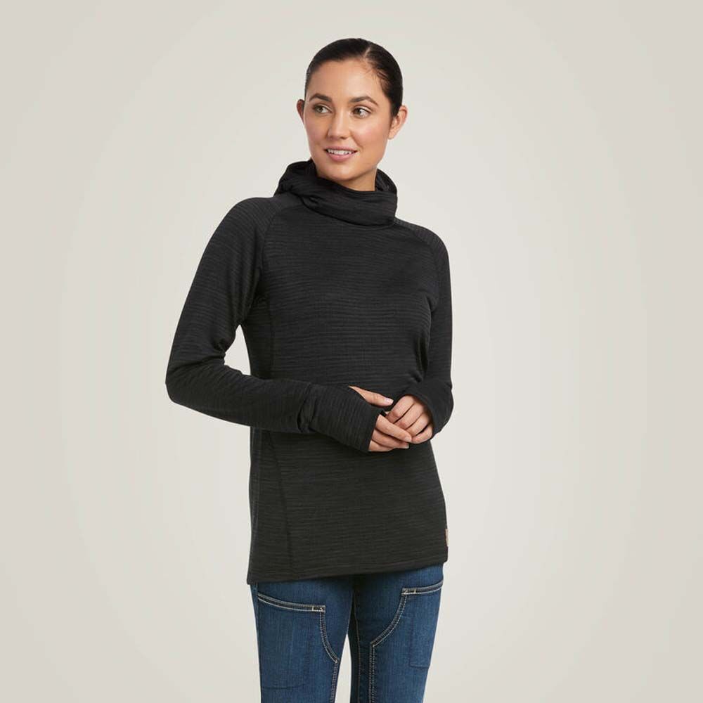 image of Women's Rebar Gridwork Balaclava Baselayer Long Sleeve Shirt, Black