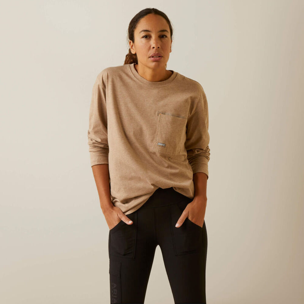 image of Women's Rebar Workman Union City Long Sleeve Shirt, Oatmeal Heather