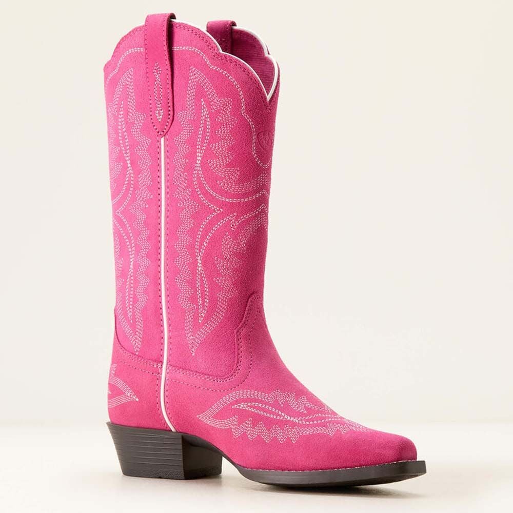 image of Girls' Casanova D Toe Western Boot, Haute Pink Suede