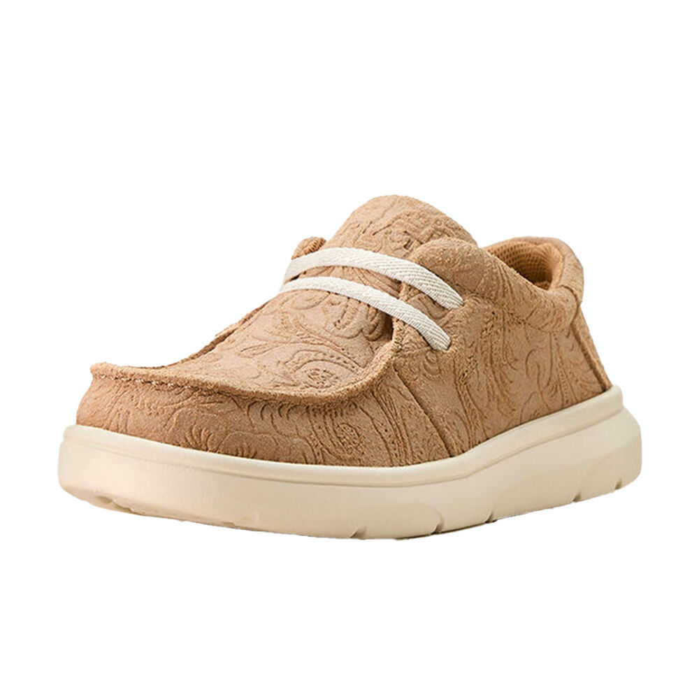 image of Kid's Hilo Shoe- Tan Floral Emboss