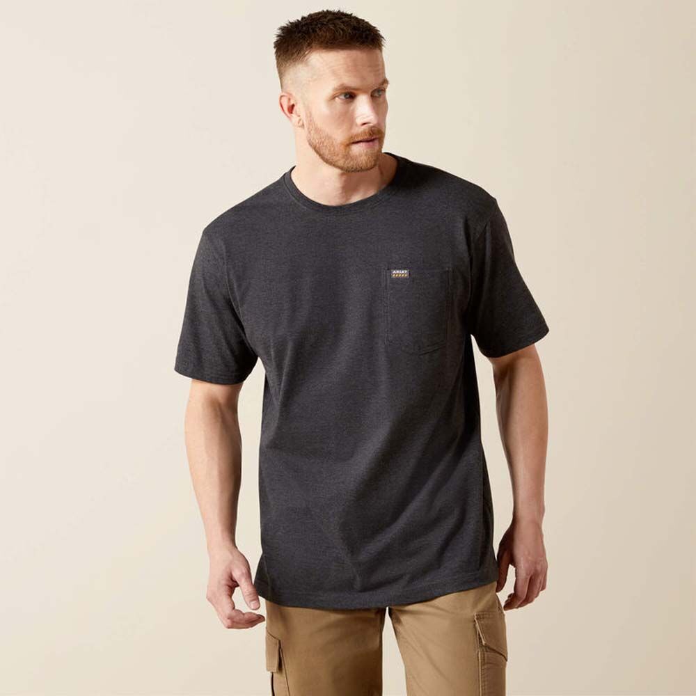 image of Men's Rebar Cotton Strong Standard Pocket Short Sleeve T-Shirt, Charcoal