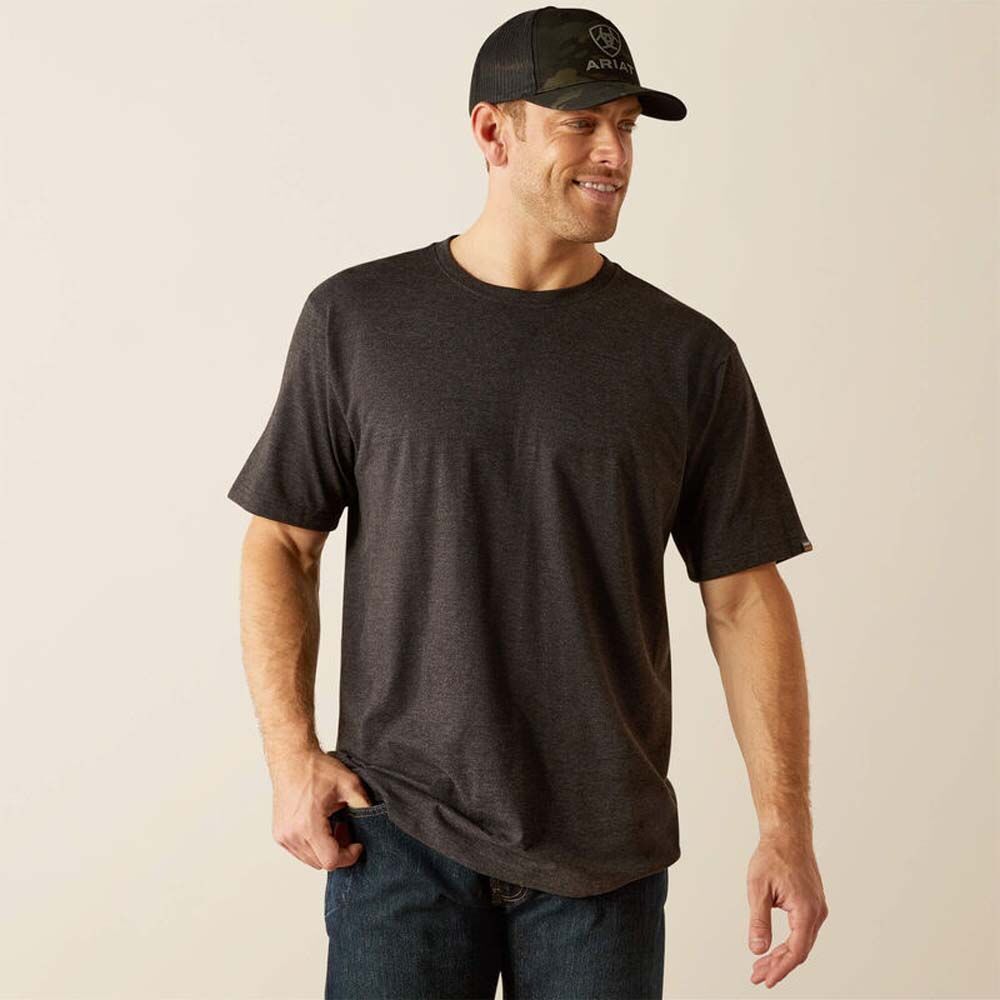 image of Men's Rebar Cotton Strong Standard Short Sleeve T-Shirt, Charcoal