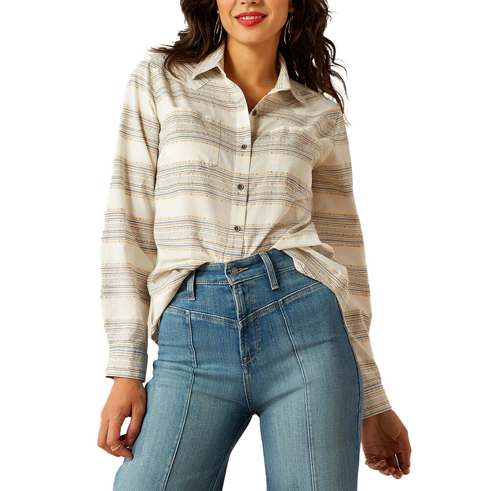 image of Women's Billie Jean Shirt- Mustard Jacquard