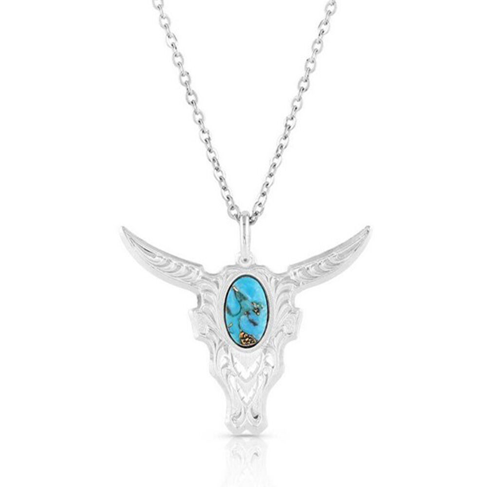 image of Women's Turquoise Chiseled Steer Necklace