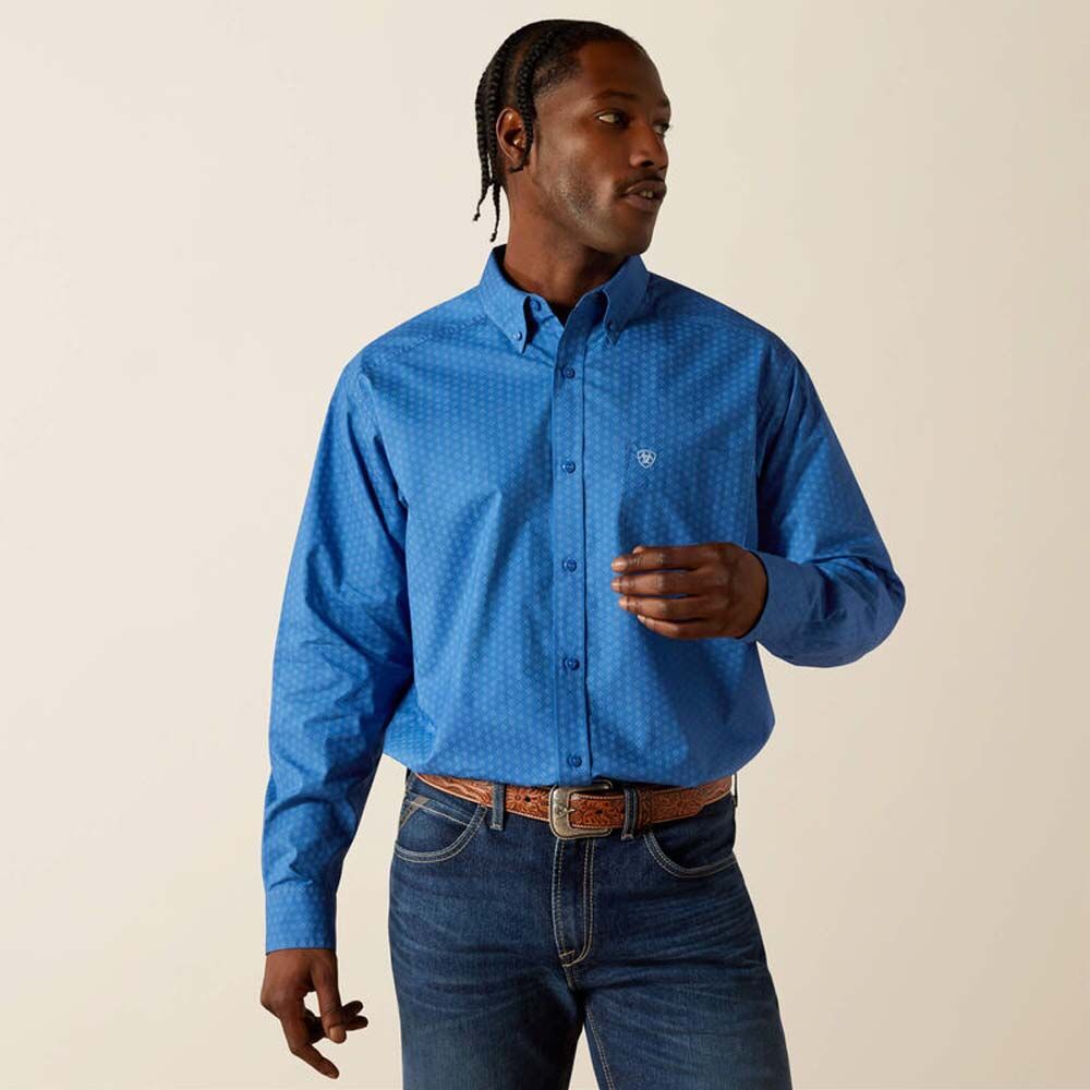 image of Stratford Classic Fit Long Sleeve Button Down Shirt, Royal Blue