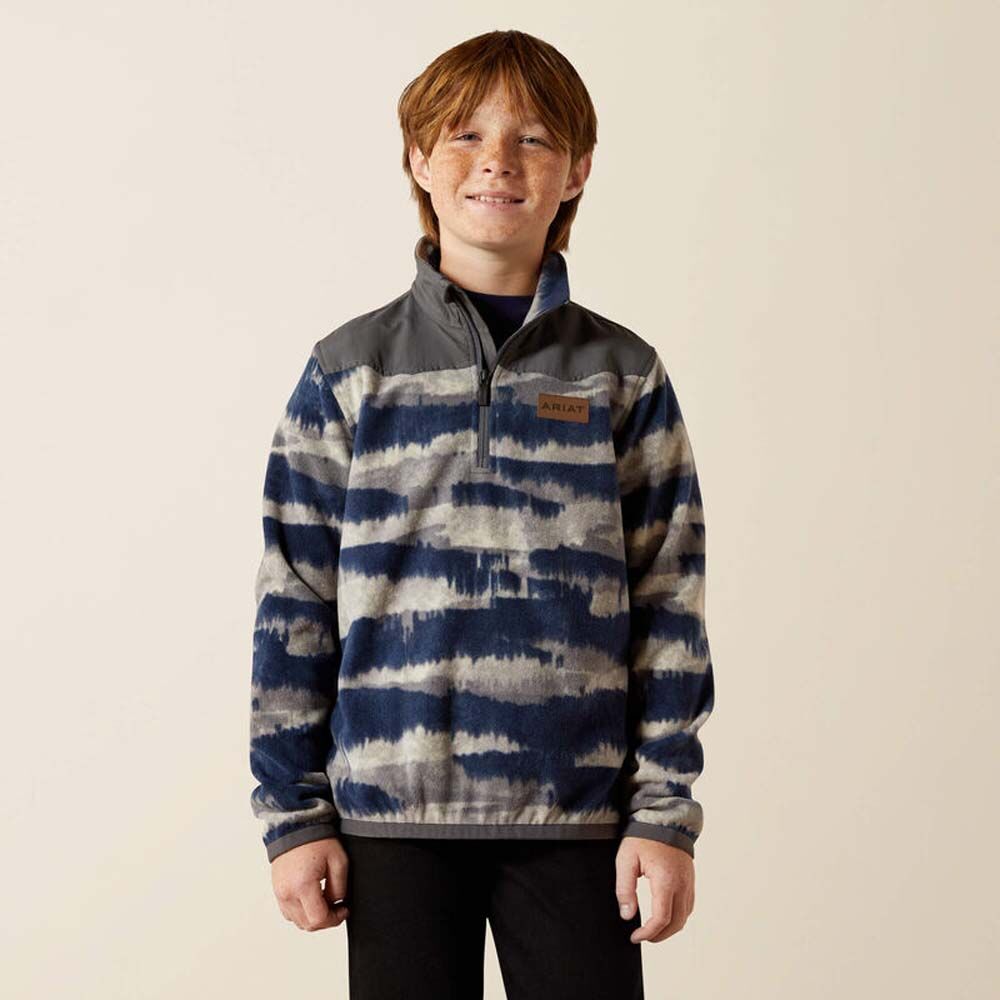 image of Boys' Basis 1/4 Zip Sweatshirt, Dark Denim Southwest