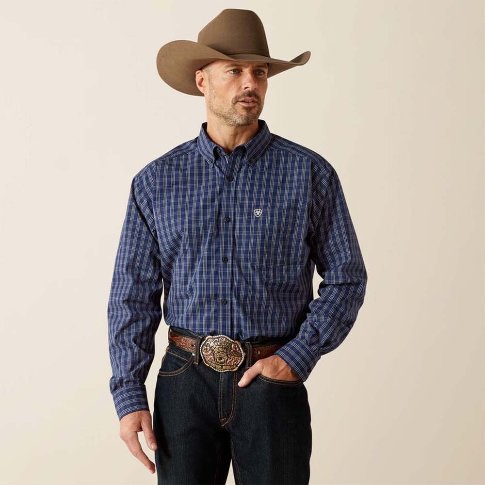 image of Men's Pro Series Sawyer Classic Fit Long Sleeve Button Down Shirt, Dark Blue