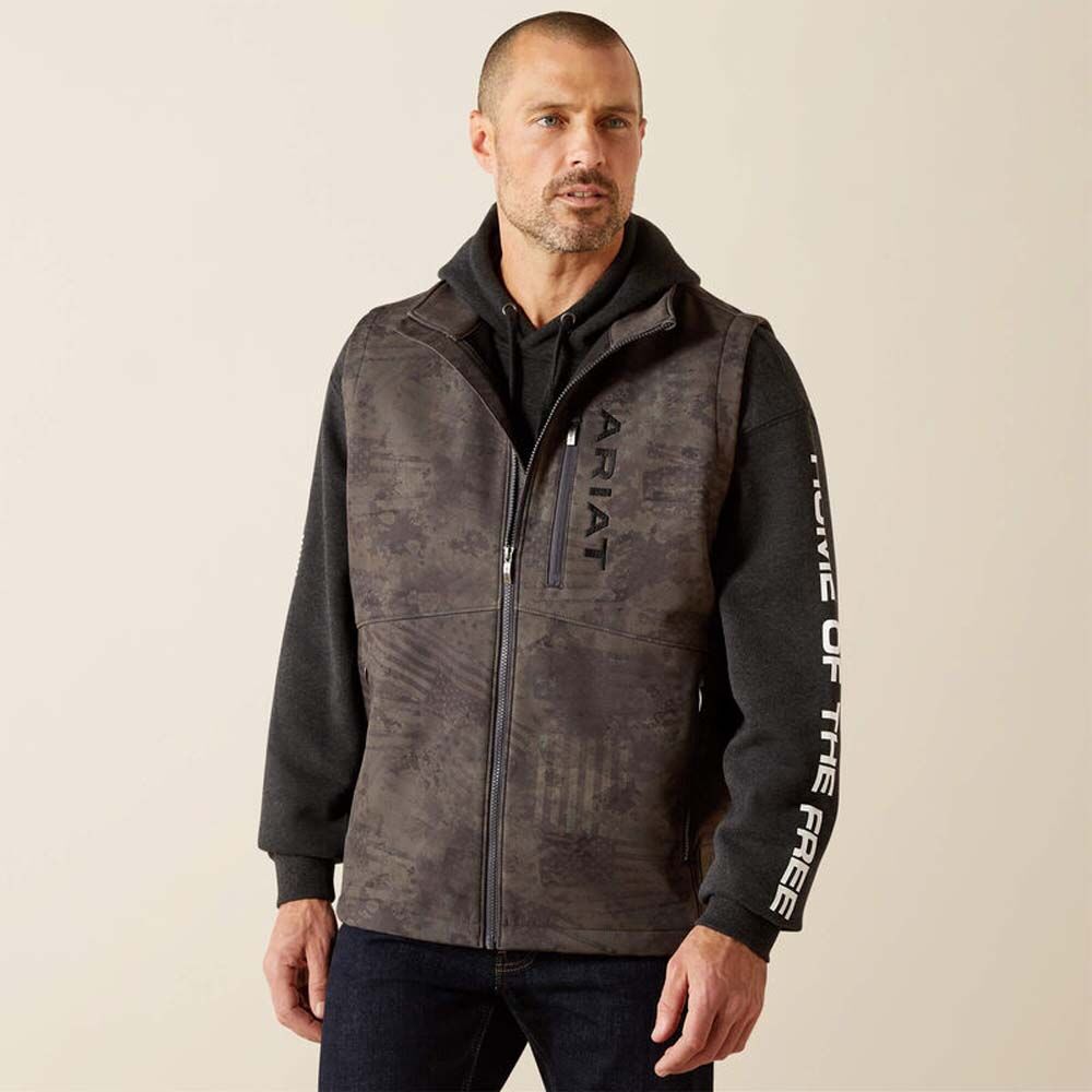 image of Men's Patriot Flag Softshell Vest, Phantom