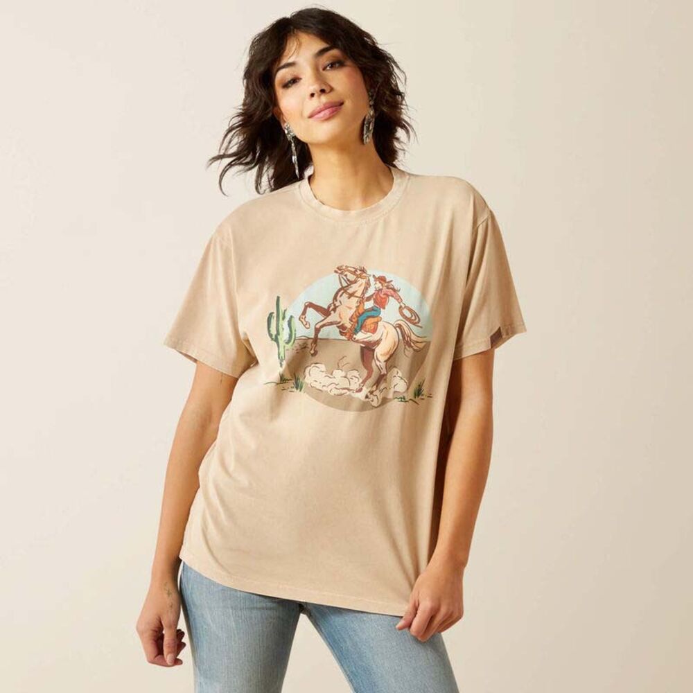 image of Women's Ride On Graphic T-Shirt, Oyster Gray Mineral Wash