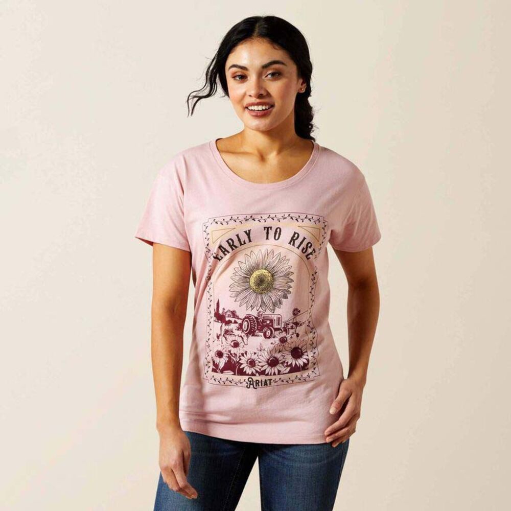 image of Women's Early to Rise Graphic T-Shirt, Dusty Pink