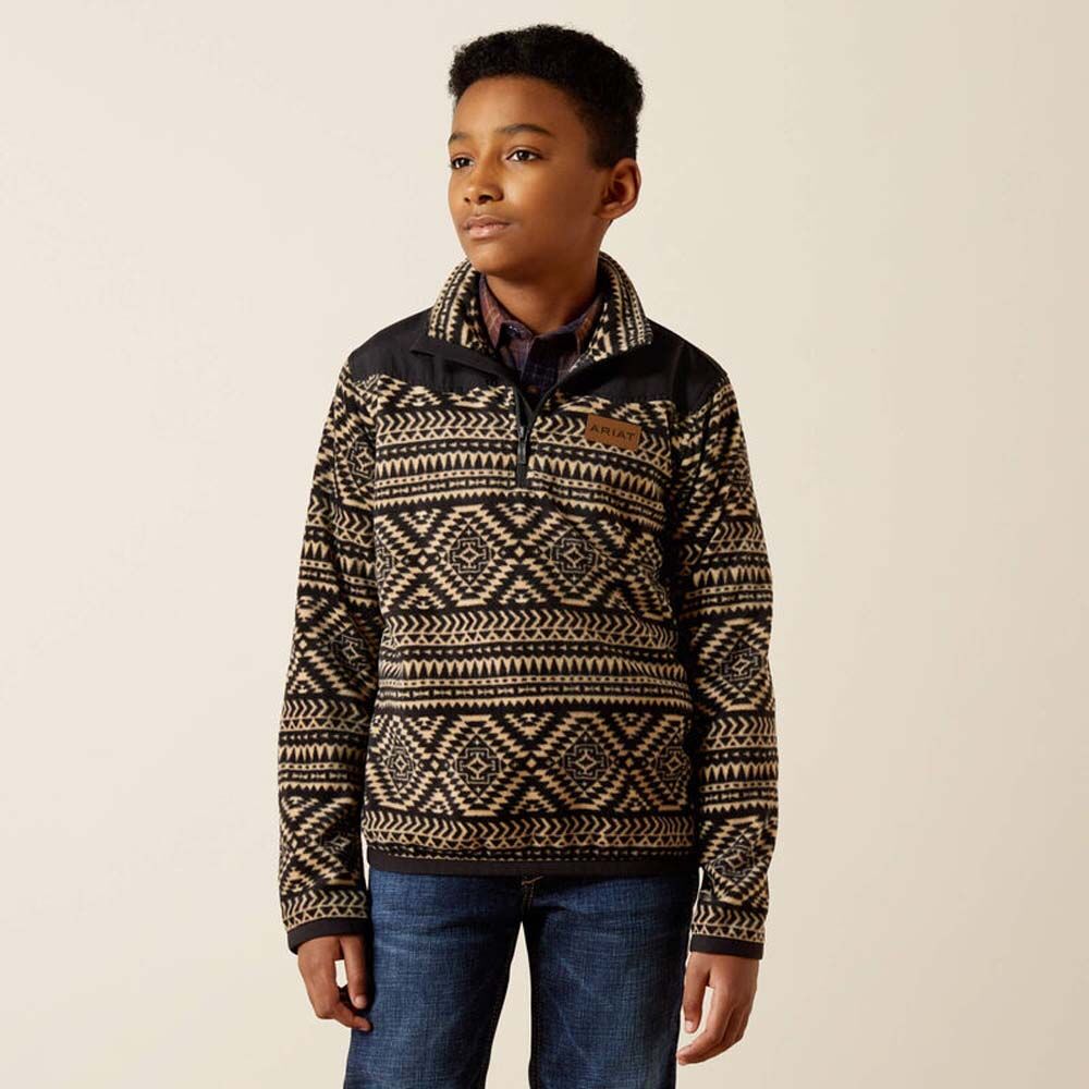 image of Boys' Basis 1/4 Zip Sweatshirt, Black Southwest