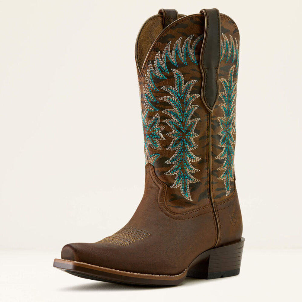 image of Women's Beaumont K Toe Western Boot, Sassy Brown/Gilded Tiger Print