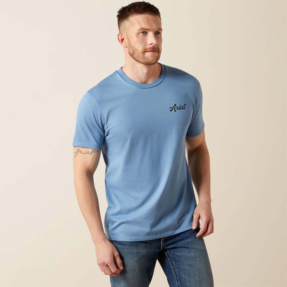 image of Men's Graphic Short Sleeve Shirt, Coronet Blue