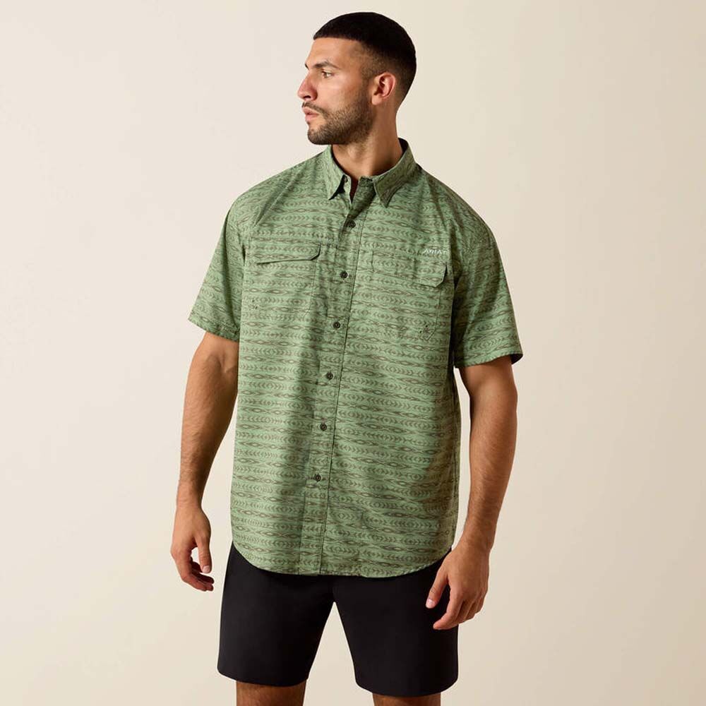 image of Men's Printed VentTEK Outbound Classic Fit Short Sleeve Button Down Shirt, Green