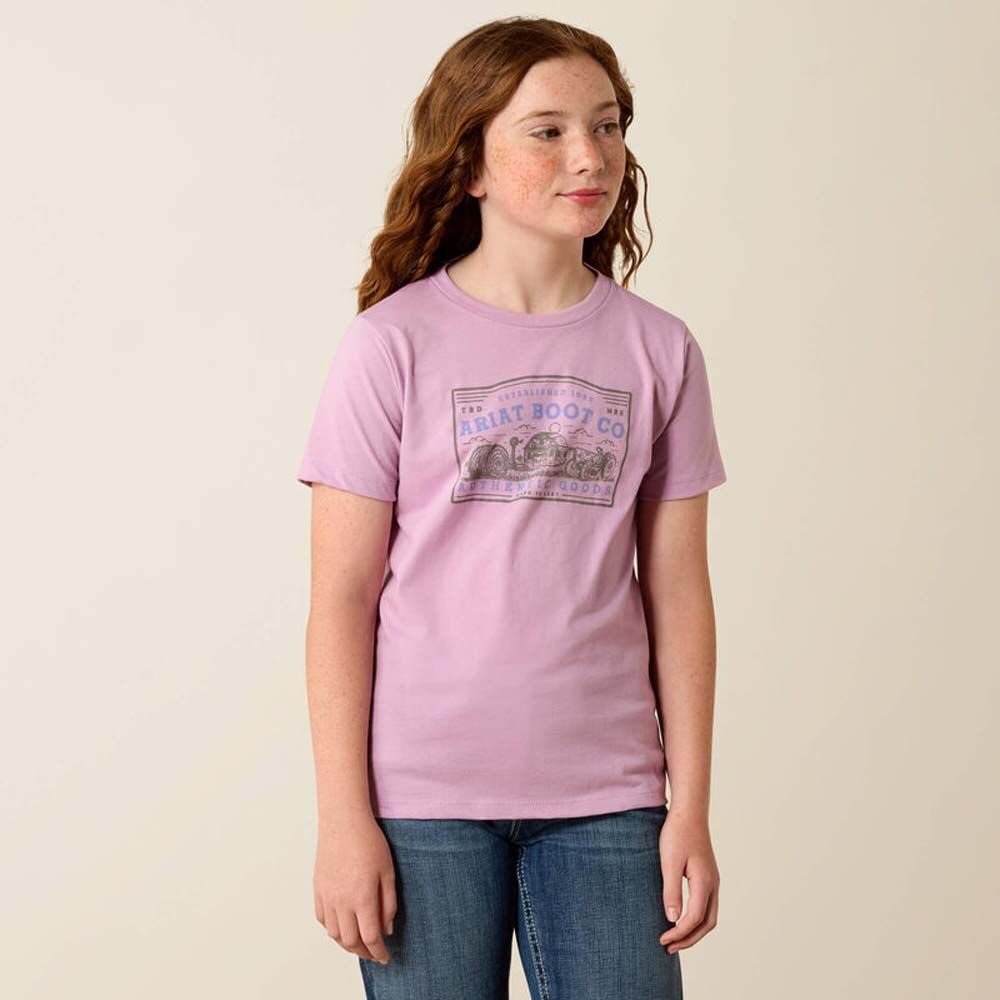image of Girls' Graphic Short Sleeve Shirt, Lavender