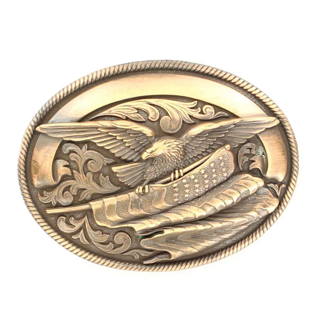 image of Men's Oval Bronze American Eagle Belt Buckle
