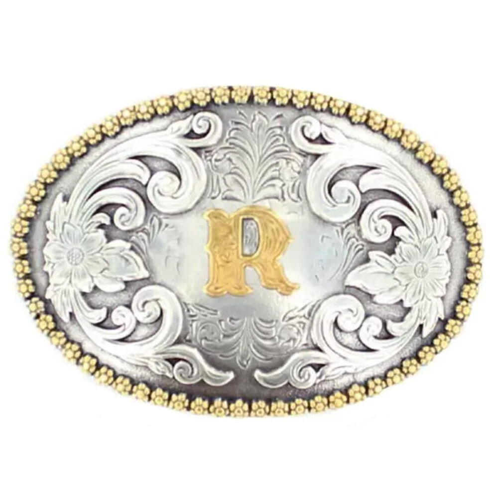 image of Men's Oval Initial Belt Buckle, R