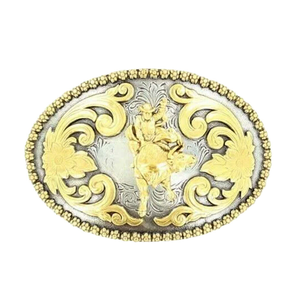 image of Men's Oval Gold Bull Rider Belt Buckle