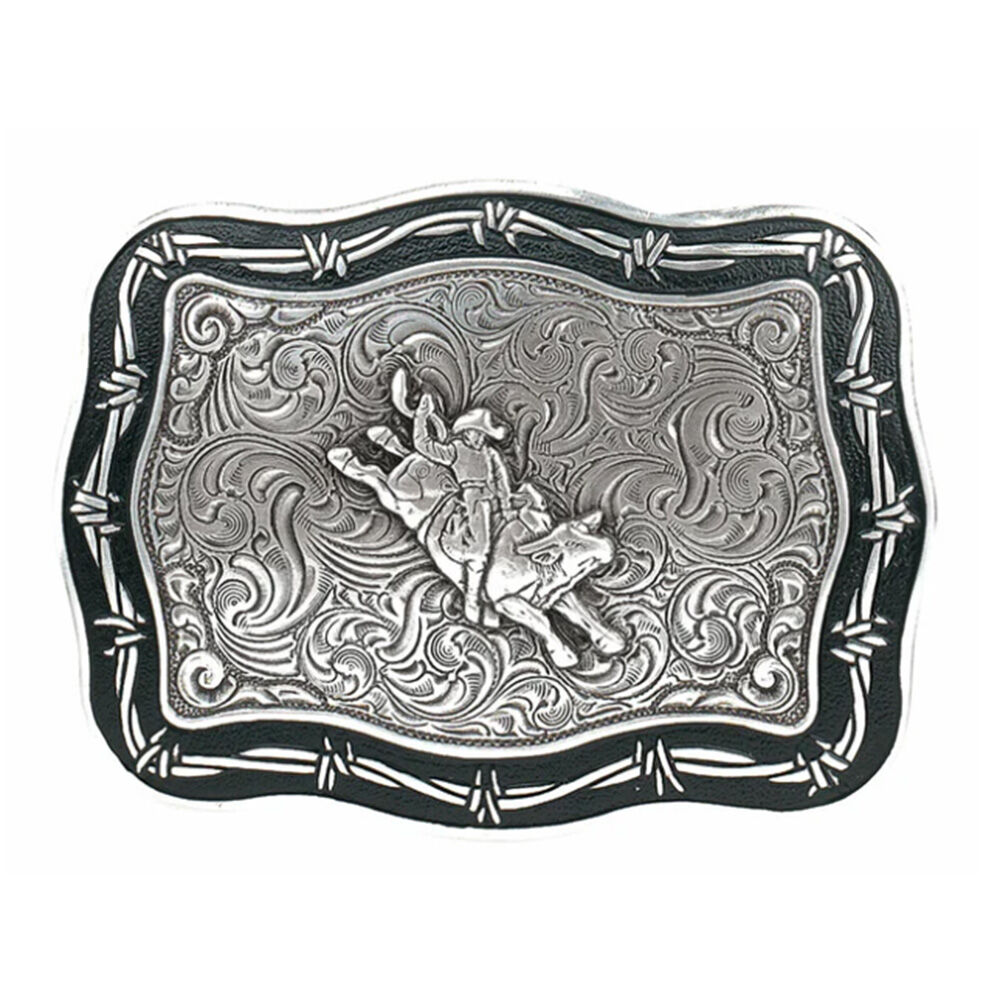 image of Men's Rectangle Vintage Bull Rider Belt Buckle