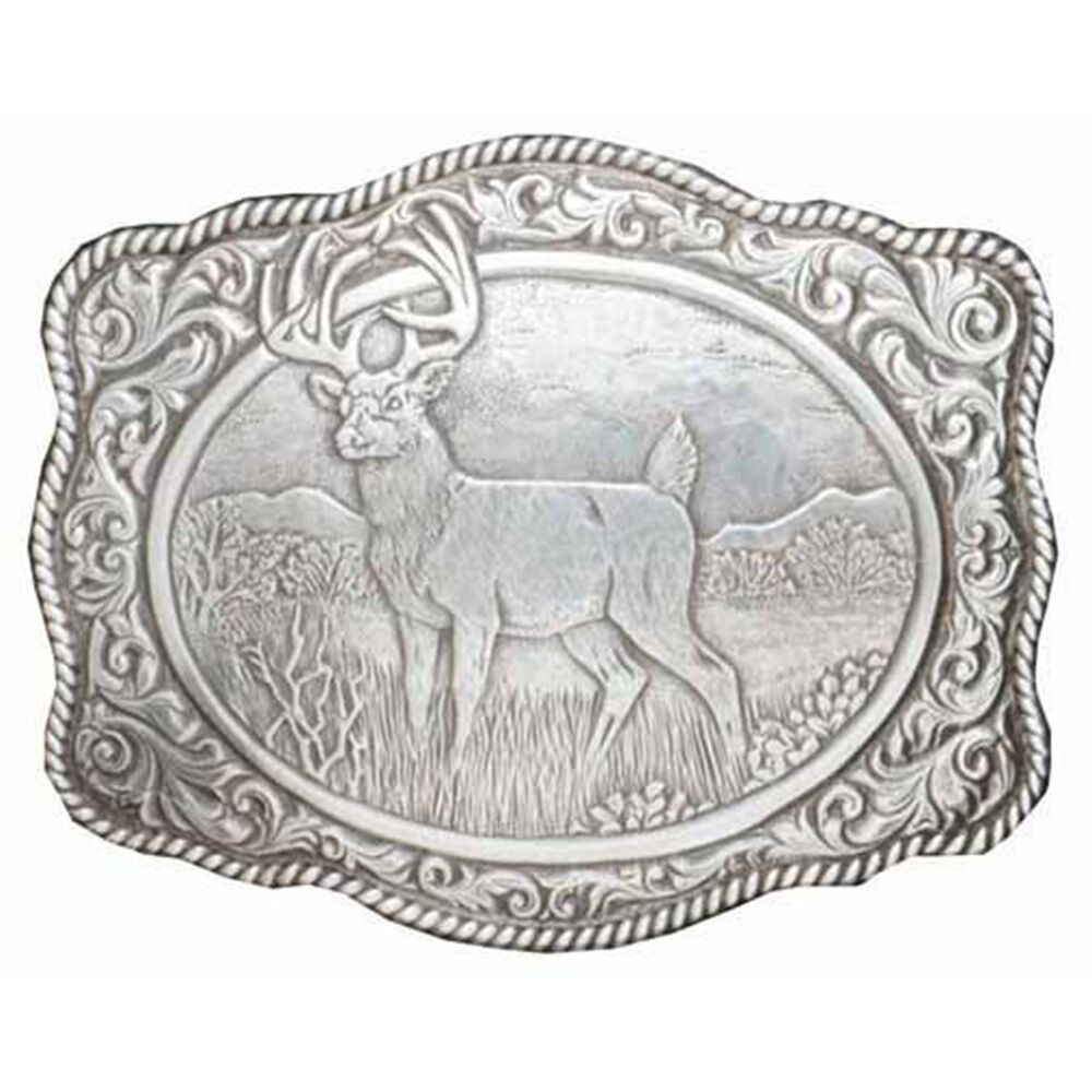 image of Men's Rectangle White Tail Buckl Belt Buckle