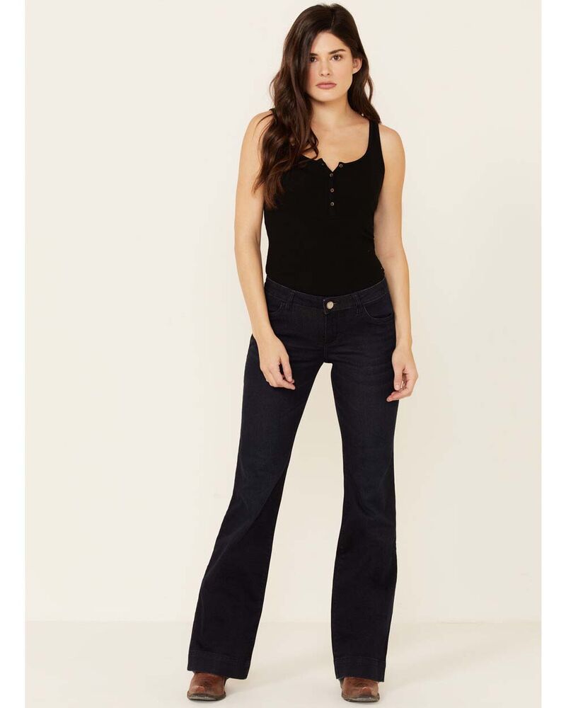 image of Women's Retro Mae Mid Rise Wide Leg Trouser Jean, Denim