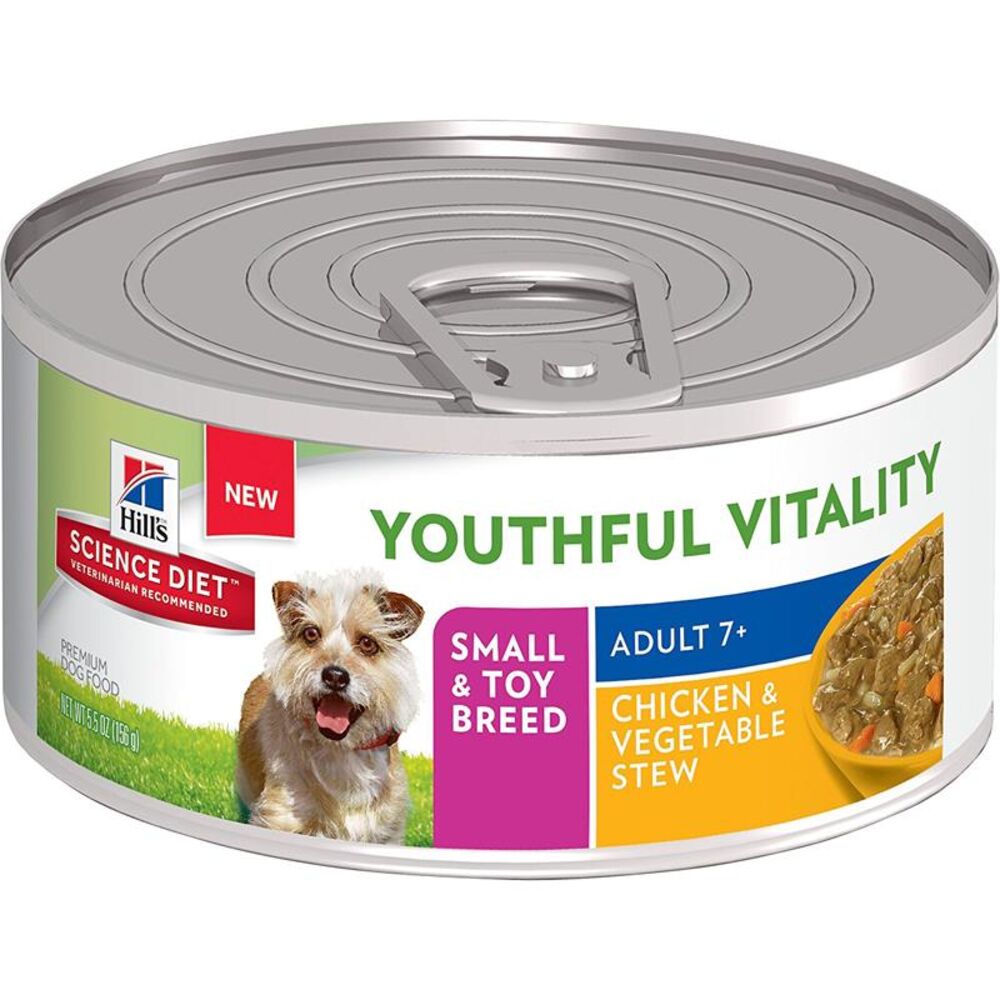 image of Hill's Science Diet Wet 7+ Dog Food- Small and Toy Breed, Youthful Vitality, Chicken and Vegetable Stew, 5.5 oz