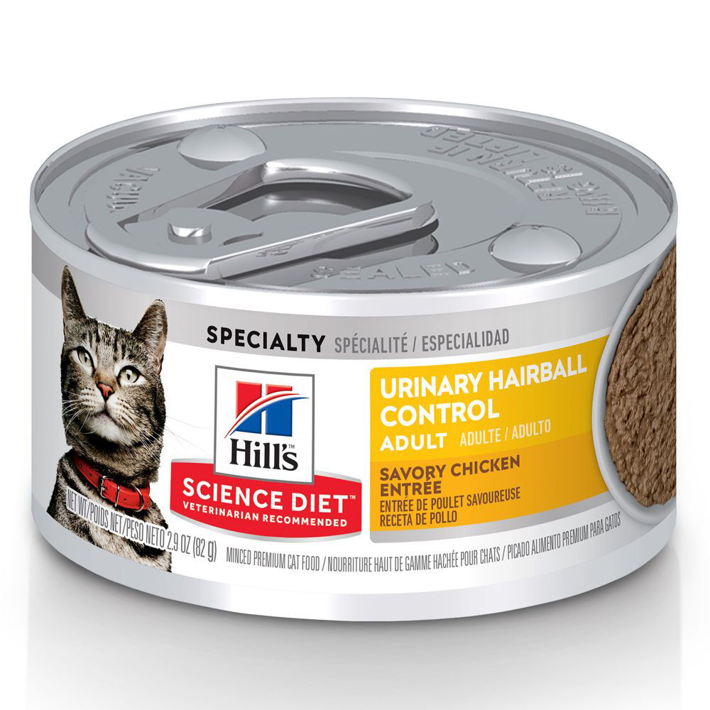 image of Wet Adult Cat Food- Urinary Hairball Control, Savory Chicken Entrée, 2.9 oz