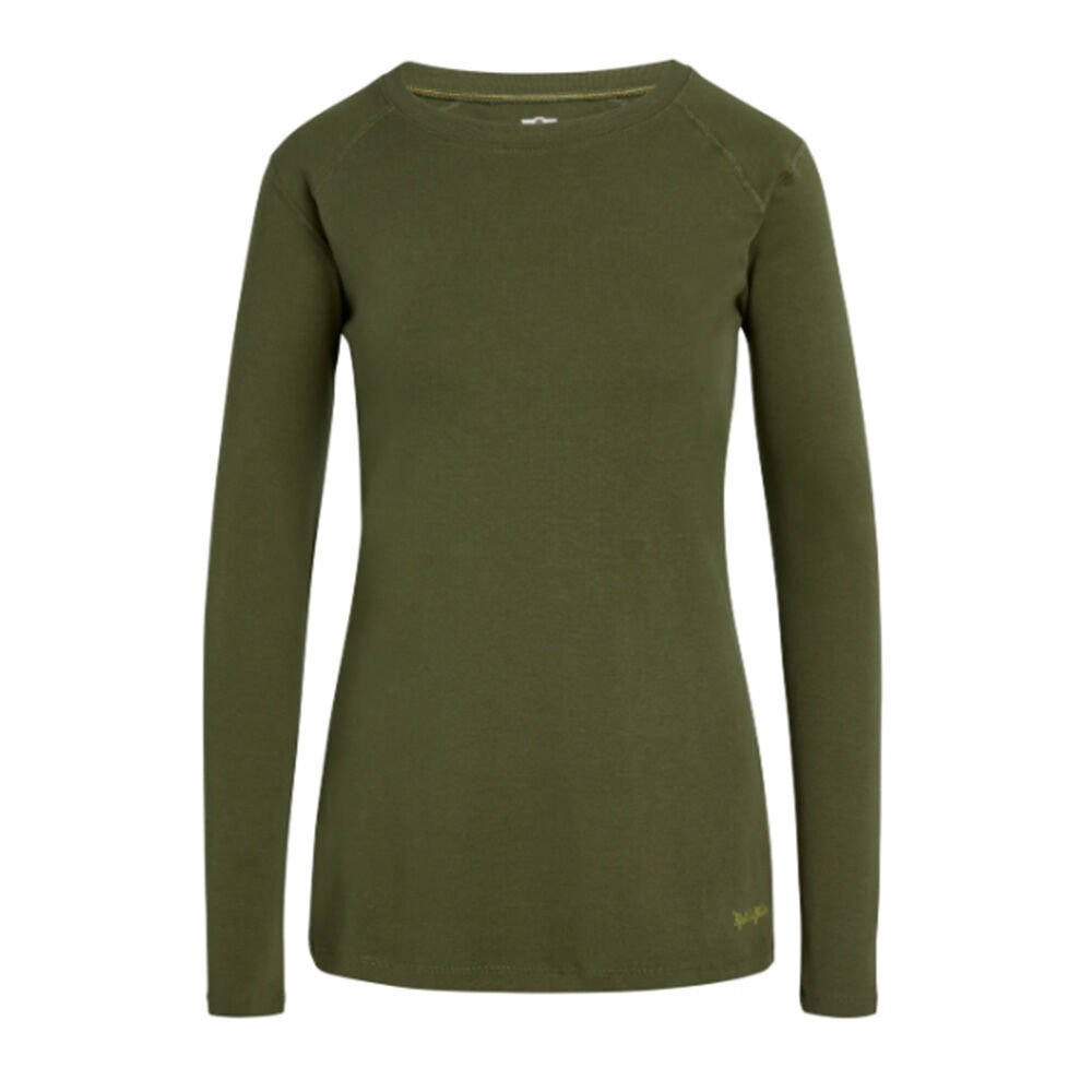 image of Women's Long Sleeve Crew- Tug-Free, Olive