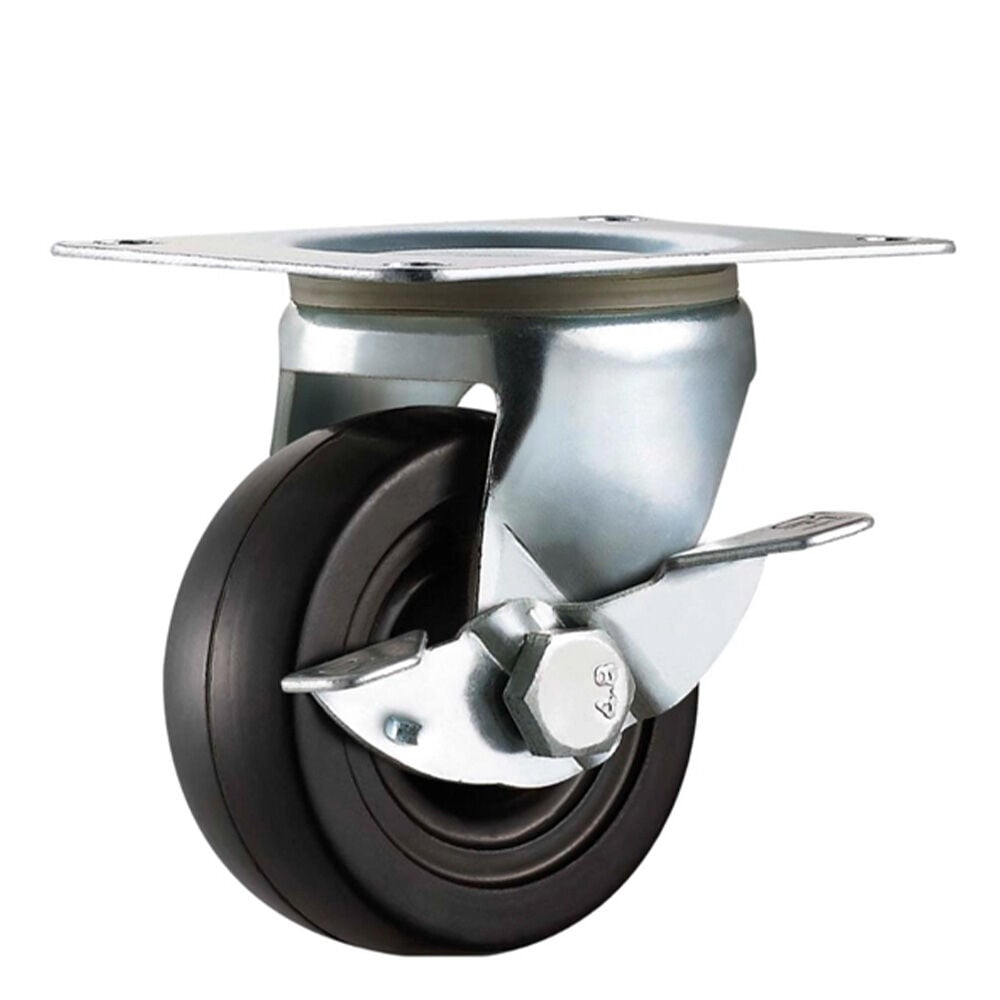 image of 4 in Rubber Swivel Plate Caster with Brake