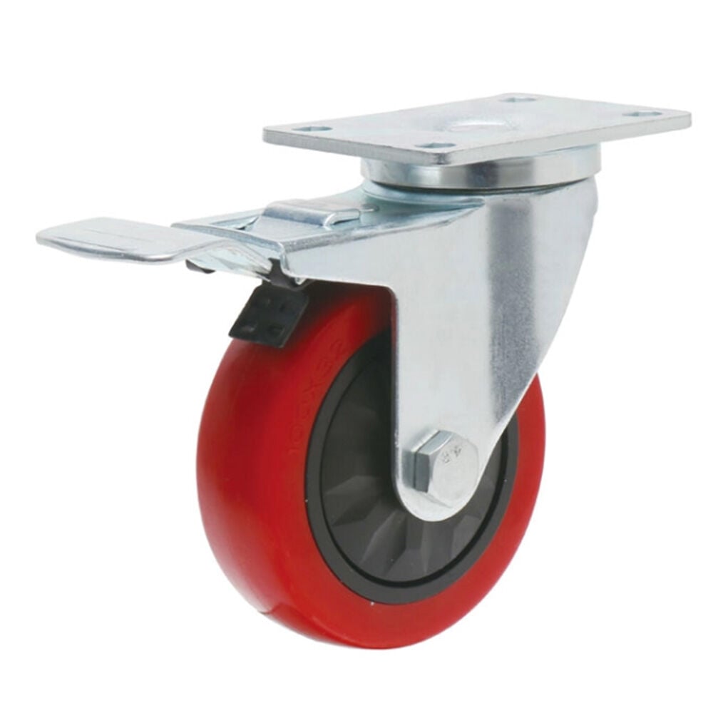 image of 4 in Swivel Plate Poly Caster with Brake