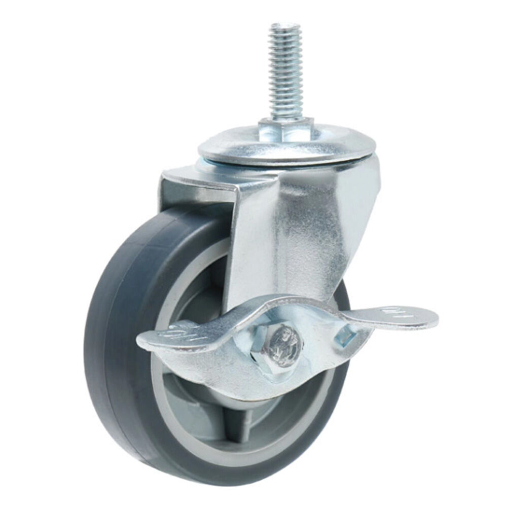 image of 2 in Thermoplastic Rubber Swivel Threaded Stem Caster with Brake