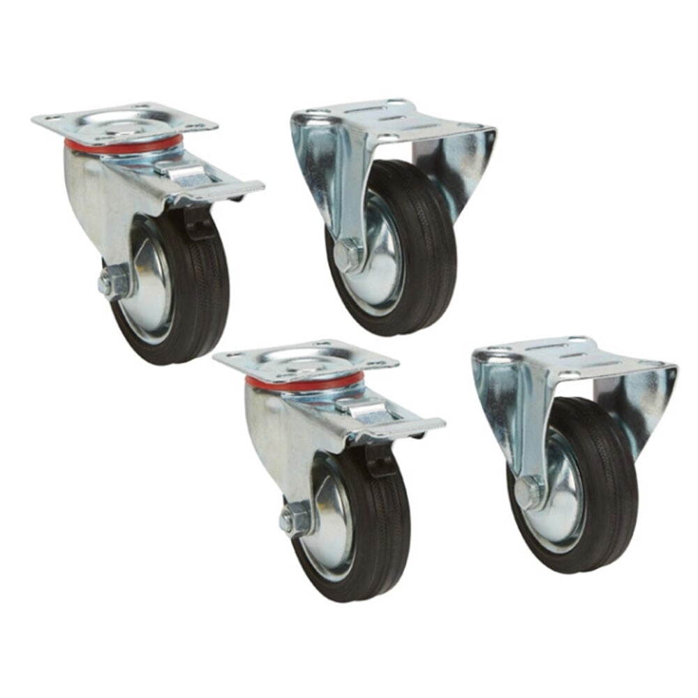 image of 3 in Rigid/Swivel Rubber Casters, 4 pk