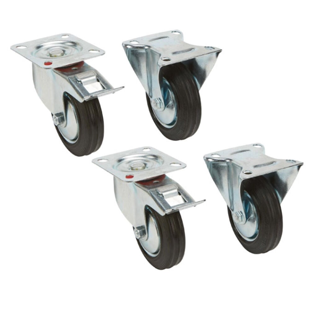 image of 4 in Rigid/Swivel Rubber Casters, 4 pk
