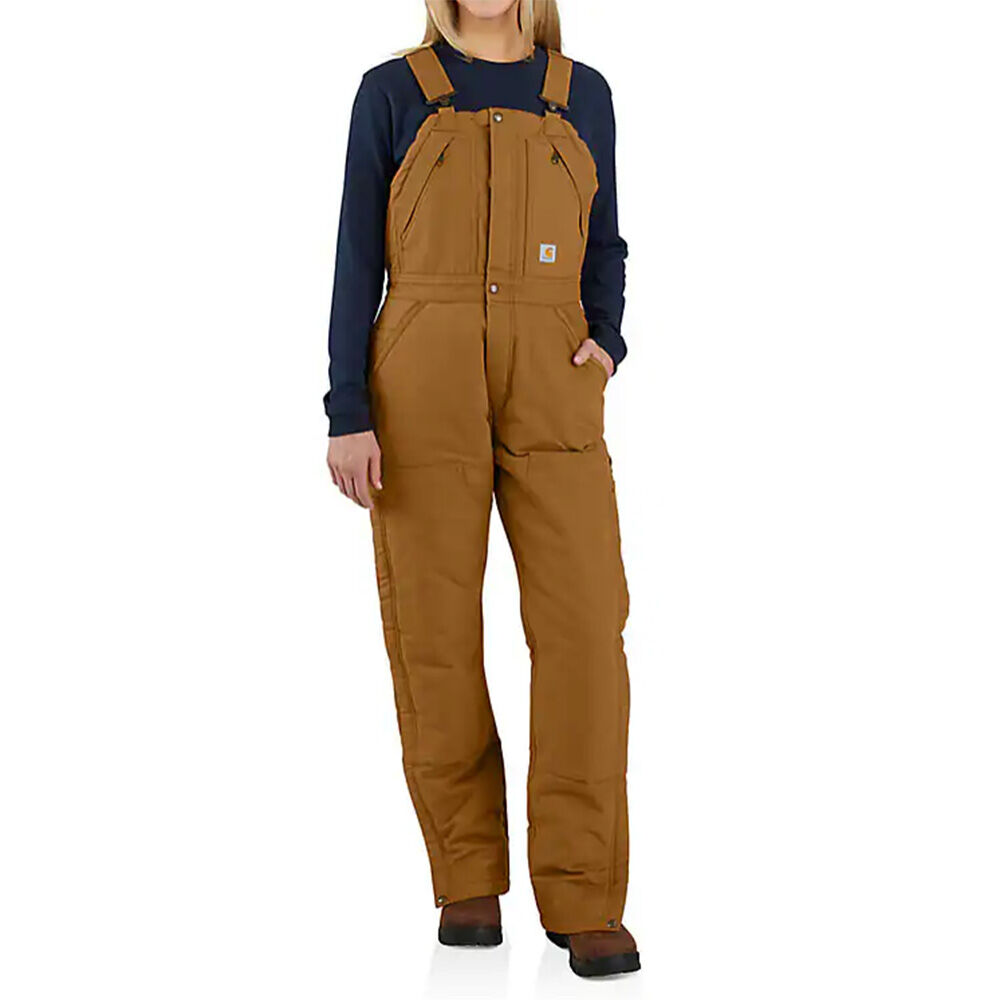 image of Women's Insulated Bib Overalls- Carhartt Brown