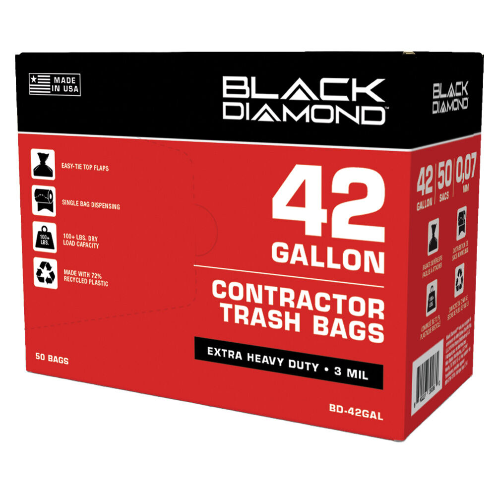 image of 42 gal Extra Heavy Duty Contractor Trash Bags, 50 ct