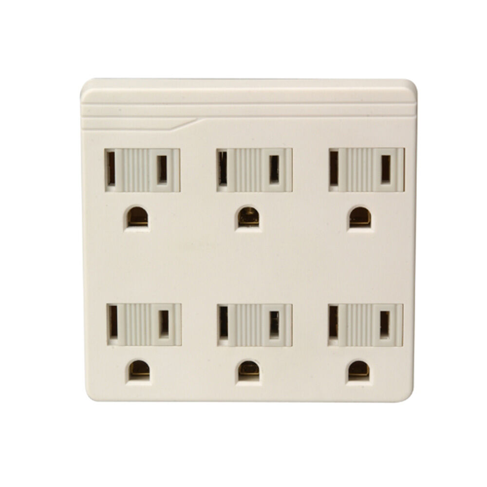 image of Woods Cable Current Tap, 6 Outlet, White