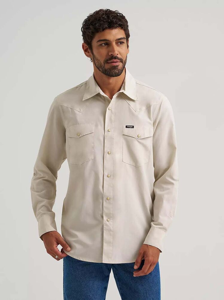image of Men's All Terrain Gear Drover Utility Snap Button Shirt, Pelican