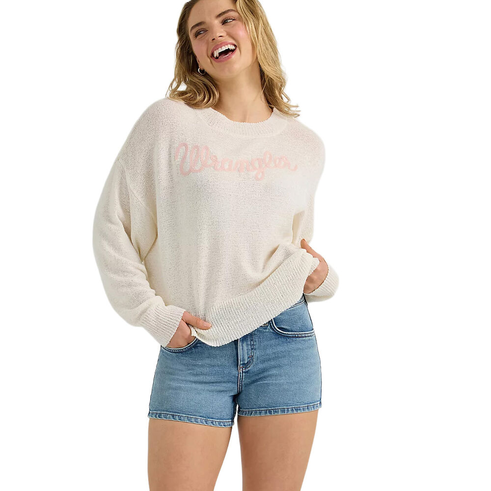 image of Women's Gauzy Knit Sweater- Antique White