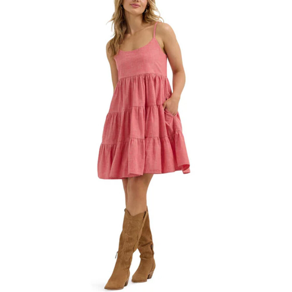 image of Women's Strappy Tiered Dress- Red