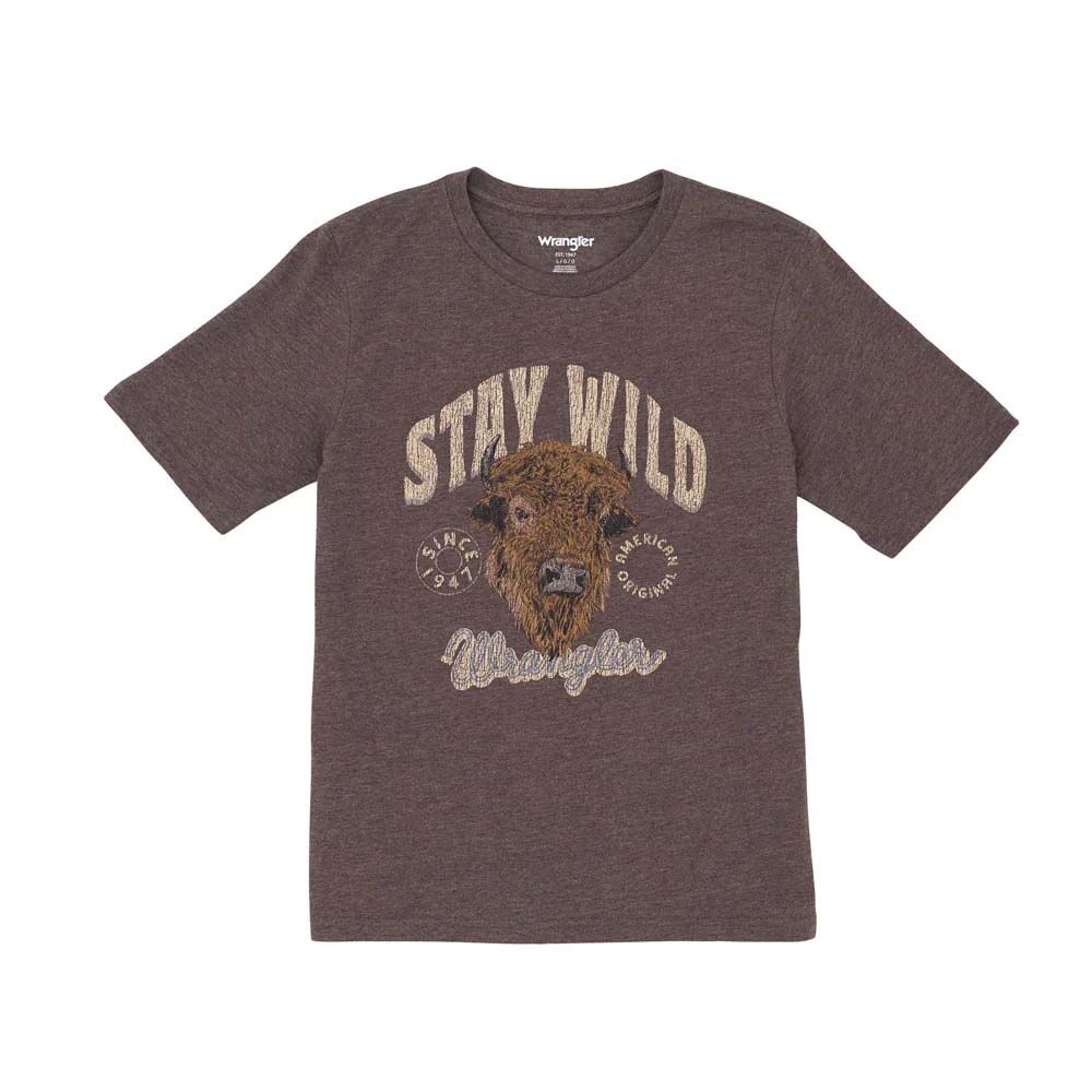 image of Boy's Graphic Stay Wild Short Sleeve T-Shirt, Mole Heather