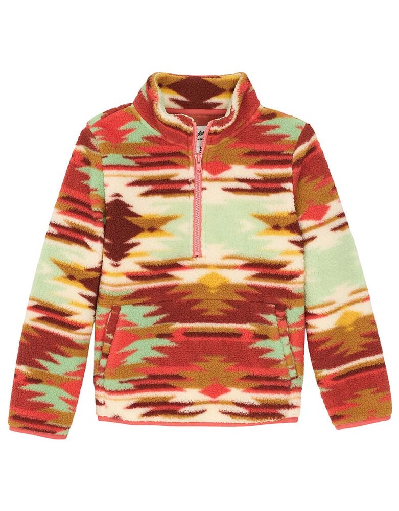 image of Girl's Sherpa 1/2 Zip Jacket, Aztec Green