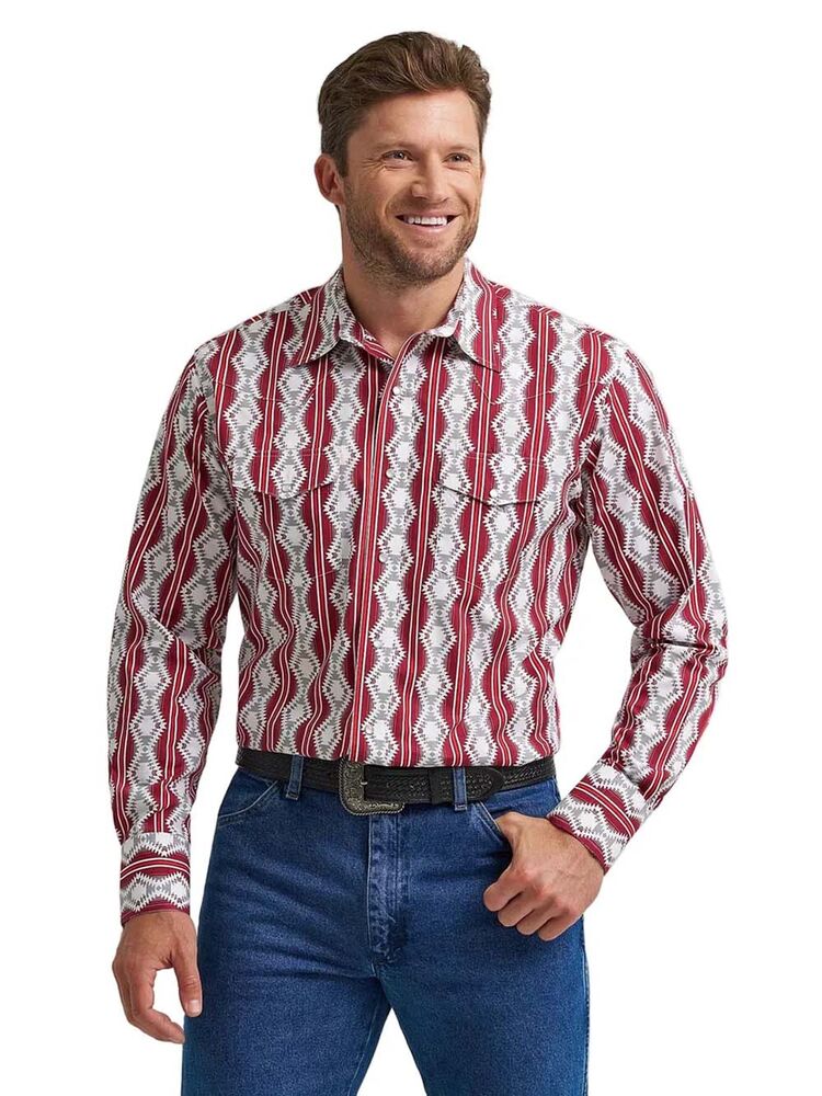image of Men's Long Sleeve Checotah Shirt, Red Multi
