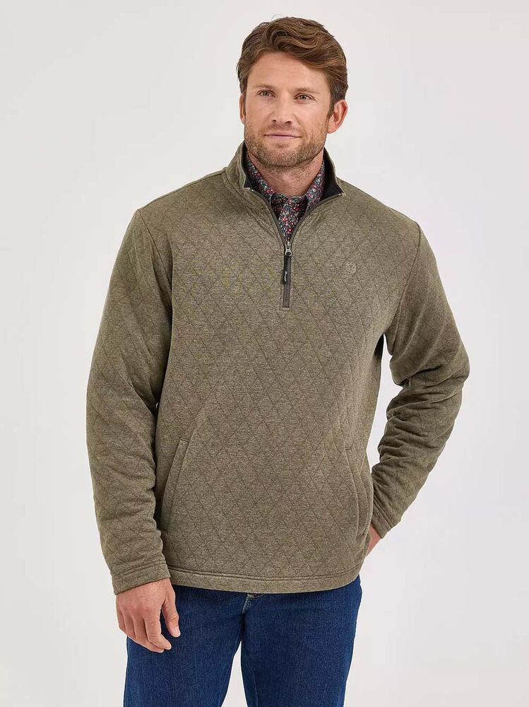 image of Men's George Strait 1/4 Zip Quilted Pullover, Olive