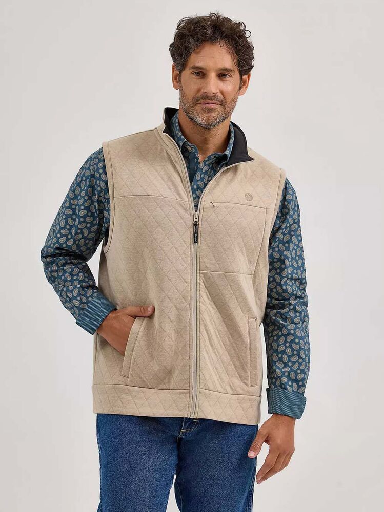 image of Men's George Strait Zip Knit Vest, Tan