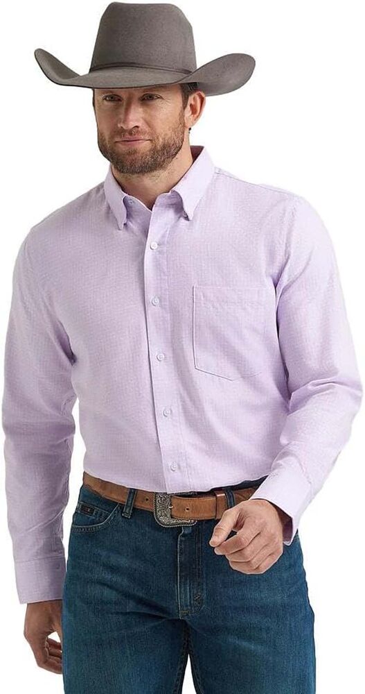 image of Men's Cody Johnson Button Down Long Sleeve Shirt, Lilac