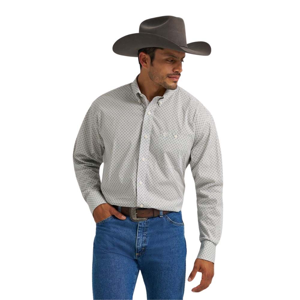 image of Men's George Strait Button Down Long Sleeve, Nile Blue