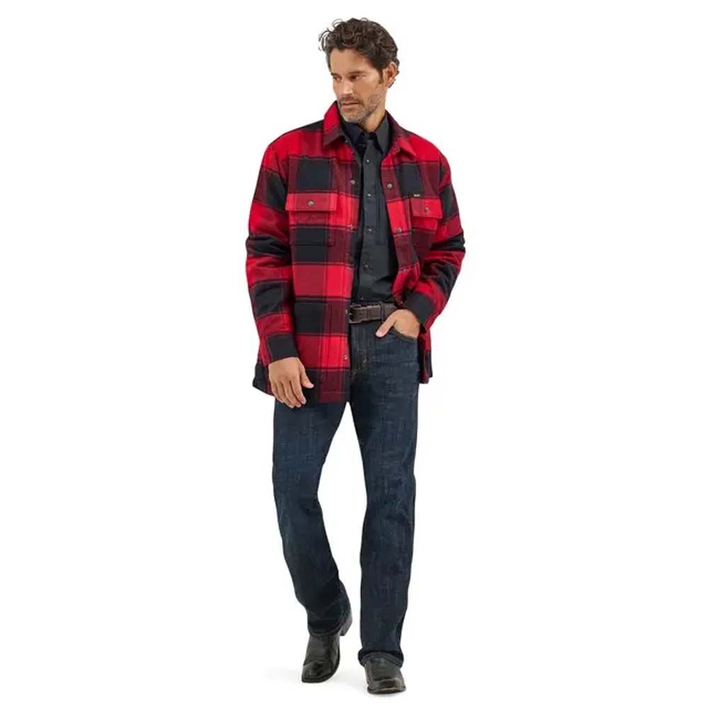 image of Men's Flannel Snap Button Shirt Jacket, Red Buffalo