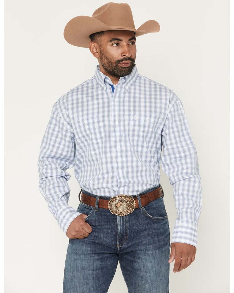 image of Men's George Strait Snap Button Long Sleeve Shirt, Blue