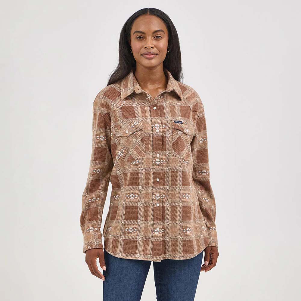 image of Women's Unlined Boyfriend Fit Shacket, Brown